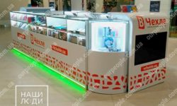 Поклейка плівки на торговельний острівок